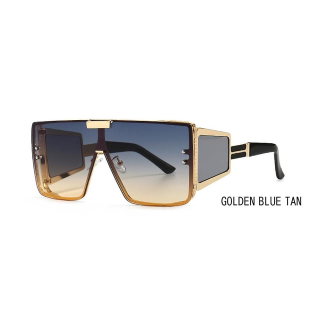 Gafas de sol de una pieza con montura plana retro de gran tamaño para mujer