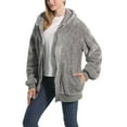 thumbnail image 6 of Wassery Women Autumn Winter Warm Jackets Women Fleece Hooded Coats Female Long Sleeve Zipper Plush Cardigan Sweatshirt Outwear with Pockets, 6 of 8