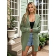 thumbnail image 6 of Women'S Button Down Cardigan Sweaters Oversized Lapel Chunky Warm Loose Soft Knit Outwear Green S, 6 of 9