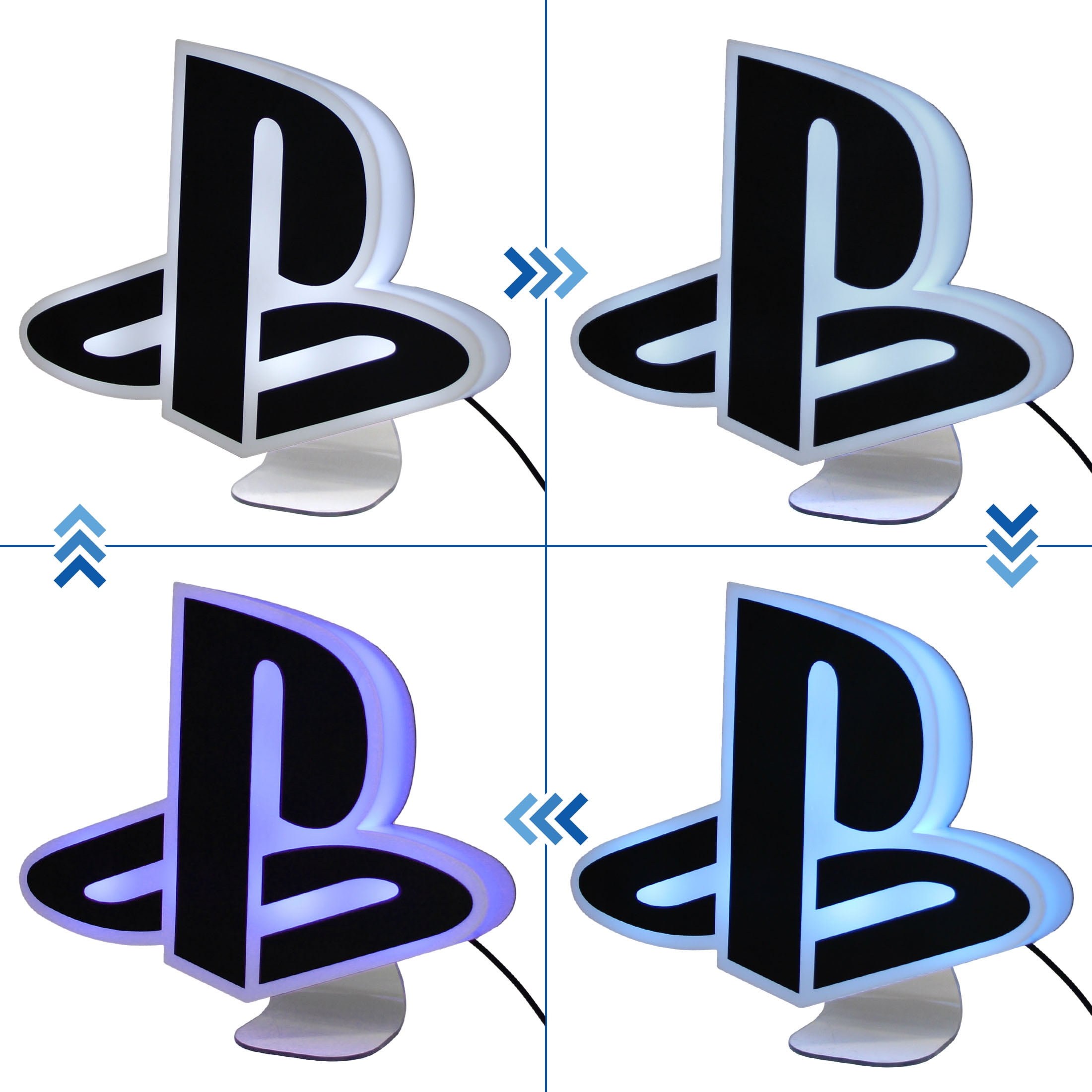 PlayStation, 9" Desktop or Wall Mount Logo Light, Features 2 Lighting Modes, Includes Stand and USB Cable