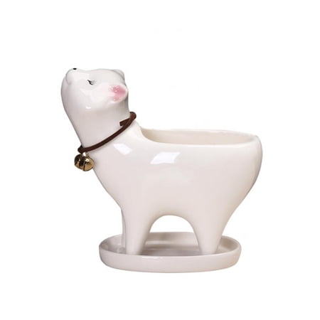 Cute Animal Cat Shaped Ceramic Succulent Cactus Flower Pots with Bell Stand for Home Garden Office Desktop Decoration (Plant Not Included)