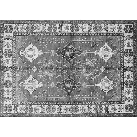 Ahgly Company Indoor Rectangle Geometric Gray Traditional Area Rugs, 5' x 8'