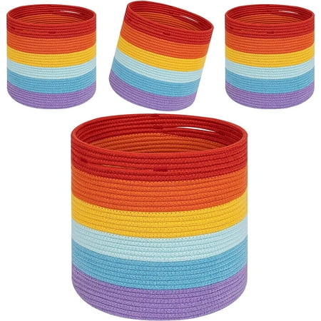 

HQ Storage Cubes Baskets Bins for 13x13 Cube Organizer/Shelving Woven Colorful Rainbow Cloth Closet Organizing Basket Bin 4 Packs 12.6x12.6”
