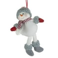 thumbnail image 2 of Northlight 14" Gray and Red Plush Snowman Hanging Christmas Ornament, 2 of 5