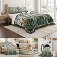 thumbnail image 6 of Queen Quilt Set 90''x96'', Vintage Floral Lightweight Bedspread Coverlet with 2 Pillow Shams, Retro Abstract Art Summer Flowers Watercolor Breathable All Season Quilt Bedding for Bedroom/Guest Room, 6 of 9
