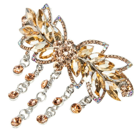KONTONTY Rhinestone Hair Clip Gold Barrette Comfortable to Wear 1Pack