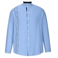 thumbnail image 4 of WREESH Mens Hawaiian Beach Shirt Dress Shirts Workout Shirt Slim Fit Suit Shirt Solid Color Long Sleeve Pullover Causal Button Up Undershirt Blue, 4 of 6