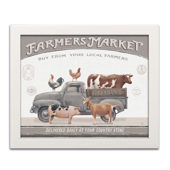 Gango Home Decor Contemporary Vintage Farm I v2 by Daphne Brissonnet (Ready to Hang); One 16x12in White Framed Print