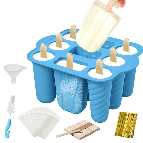 Silicone Popsicle Molds Popsicle Maker Reusable Homemade 9-Cav Ice Cream Molds Set for Ice Pop Maker
