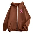 thumbnail image 4 of Arlun Womens Zipper Up Hoodies Sweatshirts Cancer Awareness Month Long Sleeve Hooded Tops Casual Loose Fit Comfortable Fall Winter Jackets Brown M, 4 of 6