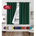 thumbnail image 1 of Faux Silk Blackout Curtains - 2-Panel Sets of 54x63 Room Darkening Black Out Curtains for Bedroom - Durable Thermal Insulated, Sun and Sound Blocking Dark Window Curtain - FS3, 63", Hunter Green, 1 of 4