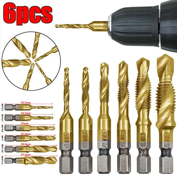 6pcs M3 M10 Spiral Tap Drill Bit Hss Cobalt Hex Shank Metric Thread Cutter Set Walmart Com Walmart Com