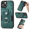 thumbnail image 1 of SaniMore Compatible with iPhone 13 Case, Wallet Stand Elastic Credit Card Slot Magnetic Car Mount Ring Holder Premium PU Leather Protection Cover for iPhone 13 6.1-inch, Green, 1 of 9