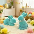 thumbnail image 5 of Votnto Short Pile Easter Bunny Figurine, Mini Rabbit Figurines Cute Bunny Decor, Spring Rabbit Small Statue Living Room Table Centerpieces Blue, 5 of 6