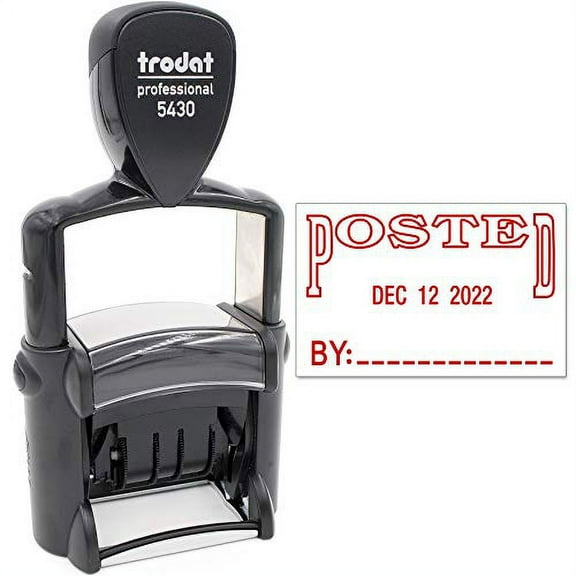 Trodat 5430 Professional Self-Inking Date Stamp with Posted - Red Ink