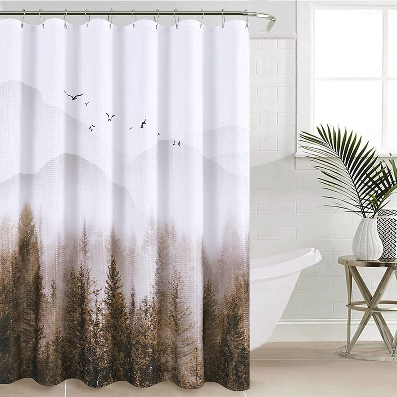 Shower Curtain Green Shower Curtain Mountain Forest Nature Tree Shower