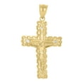 thumbnail image 2 of 10kt Real Two-Tone Gold Unisex Cubic-Zirconia Crucifix Cross Religious Charm Pendant, 2 of 3