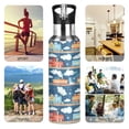thumbnail image 7 of Yayeee 33oz Insulated Water Bottle Double Wall Stainless Steel with Flip Straw Lid, Blue Cute Train Pattern, 7 of 7