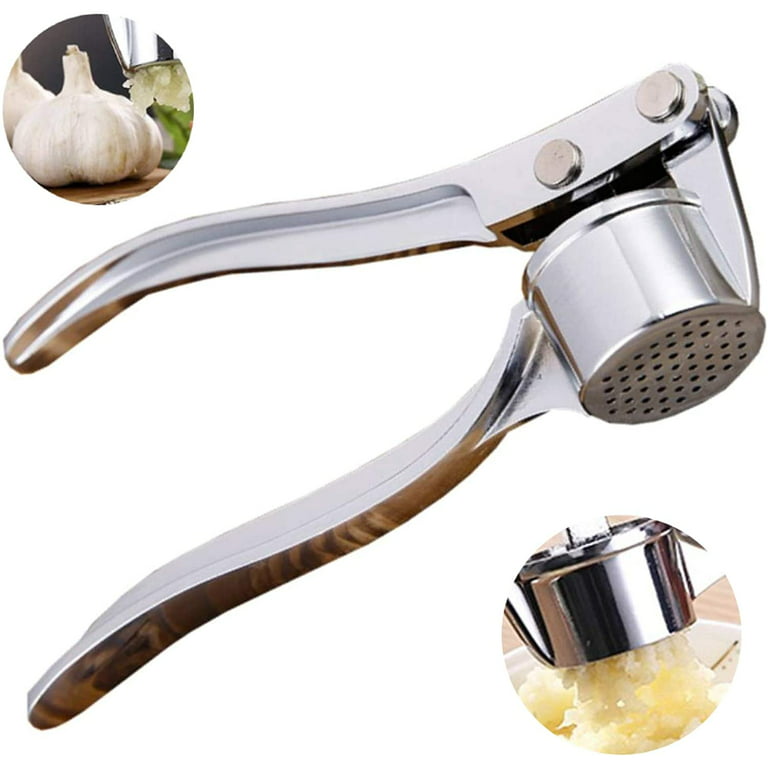 PIPETPET Garlic Press Stainless Steel,Sturdy Garlic Crusher Chopper Mincer  with Silicone Garlic Peeler and Cleaning Brush, Large Leverage,,Dishwasher  Safe 