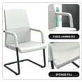 thumbnail image 3 of LeisureMod Evander Series Mid-Century Modern Faux Leather Office Chair With Aluminum Frame, White, 3 of 7