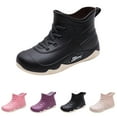 thumbnail image 2 of XIMIN Women's Waterproof and Wear-Resistant Rubber Ankle Rain Boots Lace Up Platform Wedge Heel Round Toe Solid Color Non-Slip Outdoor Garden Work Rain Boots, 2 of 7