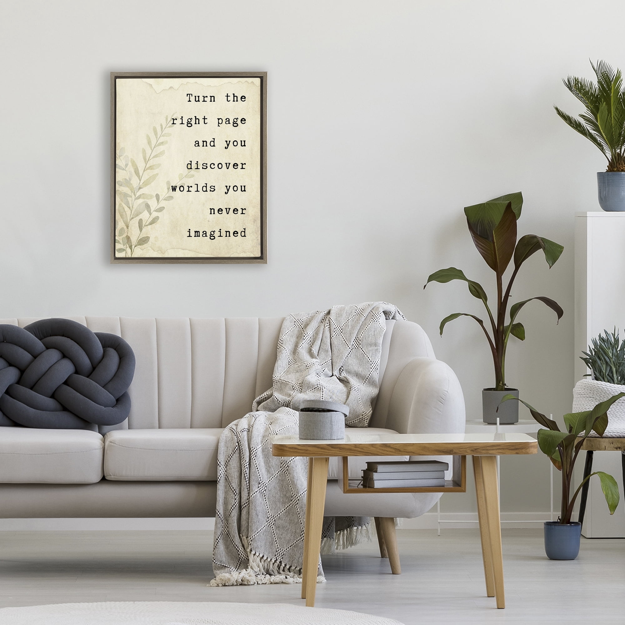 Stupell Industries Literary Wonders Quote Brown Framed Floater Canvas Wall Art, design by Julia Frost