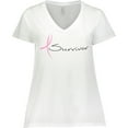 thumbnail image 3 of Inktastic Breast Cancer Survivor Pink Ribbon Women's Plus Size V-Neck T-Shirt, 3 of 5