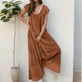 thumbnail image 2 of Ecqkame Women's Summer Casual Tank Jumpsuit Loose Sleeveless Crewneck Jumpsuit Solid Color Wide Leg Romper with Pockets 02-Coffee 02-02-Coffee, 2 of 9