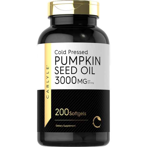 Pumpkin Seed Oil 3000 mg 200 Softgels Cold Pressed by Carlyle