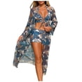 thumbnail image 1 of DAFEI Women's 3 Pieces Bikini Set Geo Print Bathing Suit Drawstring Swimsuit with Cover Ups Kimono, 1 of 8