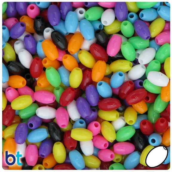 BeadTin Opaque Mix 9mm Oat Plastic Beads (500pcs)