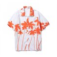 thumbnail image 3 of Camisas De Mezclilla Para Hombre Blusa de camisas de manga corta suelta informal con cuello vuelto estampado de primavera para hombre (Orange, XXL), 3 of 5