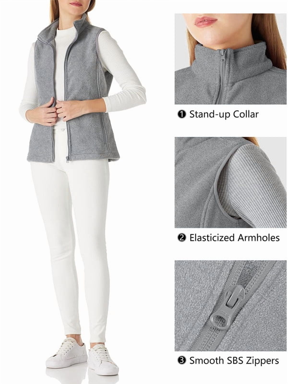 Off Road Ventures Womens Fleece Lined Vests Lightweight Zip Up Outerwear Sleeveless Vest Jacket for Running Hiking Travel