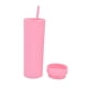 thumbnail image 4 of Vaso con pajita de plástico opaco, tapa cilíndrica, seguro, ligero y reutilizable, para gimnasio, color rosa, 4 of 14