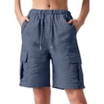 thumbnail image 2 of Kelon Women's Shorts, Linen Shorts for Women Knee Length Casual Comfy Shorts Summer Trendy Mid Waisted Drawstring with Pockets 2026, L, 2 of 6