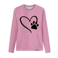 thumbnail image 4 of ibuvkizy Love Heart Graphic Sweatshirt for Women Printed Round Neck Pullover Long Sleeved Casual Womens Sweatshirts Pink,S, 4 of 4
