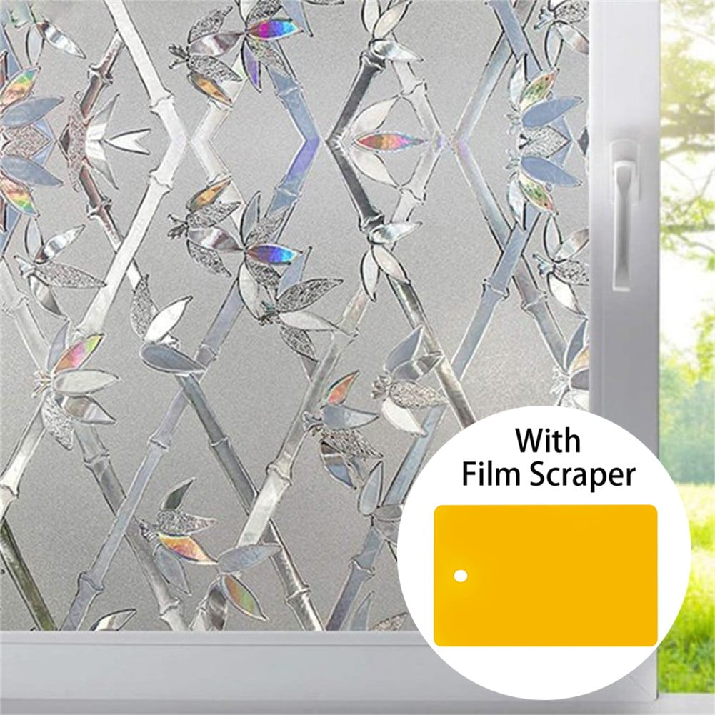 Window Privacy Film, Decorative Window Film, Stained Glass Window Stickers,  Rainbow Cling Holographic, Window Covering Prism Film,No Glue Frosted Half  Moon Anti-UV 39.37*17.71Inch 100x45cm 