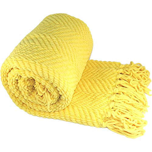 C&F Home Ashford Cornsilk Throw Blanket Cotton Machine Washable Soft Cozy for Couch Sofa Bed Throw Yellow 
