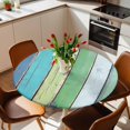 thumbnail image 2 of Wood Grain Elastic Fitted Round Table Cover Retro Art Waterproof Outdoor Tablecloth for Holiday Party, Picnic, Patio & Dining Fits Tables Up to 36"-44", 2 of 8