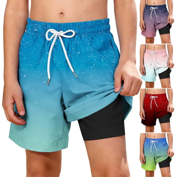 Miluxas Tie-Dyed Swim Shorts Boys Swim Trunks with Liner Quick Dry Bathing Suits