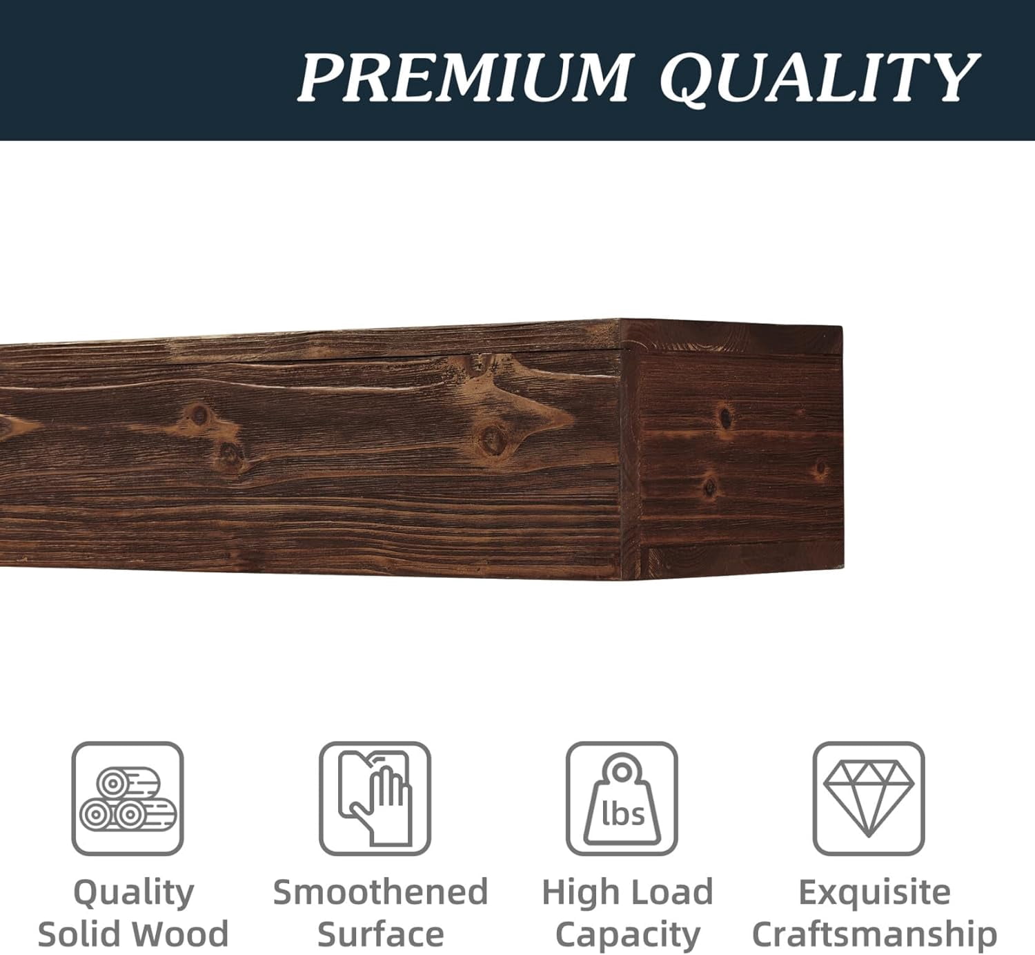 48" Rustic Wood Fireplace Mantel, Wall-Mounted & Floating Shelf for Home Wall Decor, Rustic Cedar Wood Floating Farmhouse Shelf Handcrafted Wall Mounted for Bathroom, Espresso