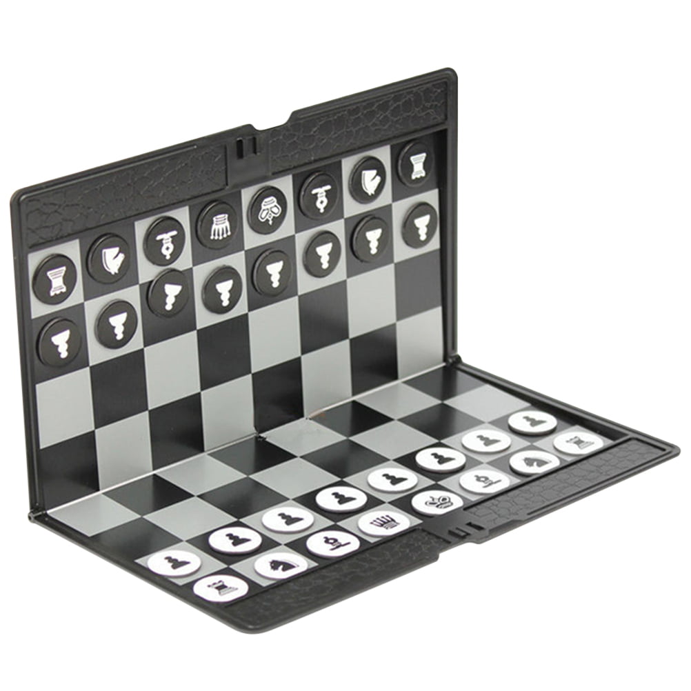 7 3/4" x 7 3/4" Small Babul Wood Magnetic Travel Chess Set 