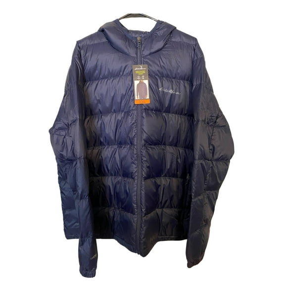 Eddie Bauer Men's Wide Channel Hooded Down Jacket - Blue, Size XXL