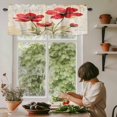 thumbnail image 5 of Red Flowers Leaf Window Valance Curtain Vintage Red Floral Plant Rod Pocket Short Curtain for Living Room, Bedroom & Kitchen Window Decor 54x18in, 5 of 8