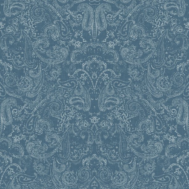 York Wallcoverings Distressed Paisley Dark Blue Removable Wallpaper