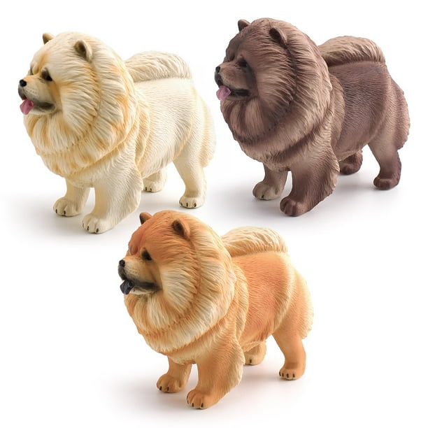 Juego de figuras Chow Chow Dog, juguete realista de PVC para niños, 3 piezas