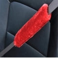 thumbnail image 4 of Funda de cinturón de seguridad de lana de oveja suave, fácilmente extraíble, relleno sintético de oveja para cinturón de seguridad de automóvil (rojo), 4 of 5