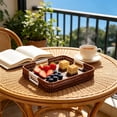 thumbnail image 5 of Woven Serving Tray Handwoven Storage Basket for Coffee Table Fruit Decorative Woven-Look Ottoman Tray 10.24 Inch Plastic Storage, 5 of 6