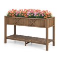 thumbnail image 2 of Yunken Poly Wood Elevated Planter Box with Legs Storage Shelf Drainage Holes, Maintenance-Free Outdoor Planter for Vegetables and Flowers, 2 of 9