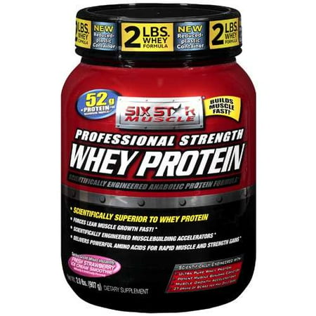 Six Star Muscle: Professional Strength Whey Protein Fresh Strawberry Smoothie Dietary Supplement, 2 lb